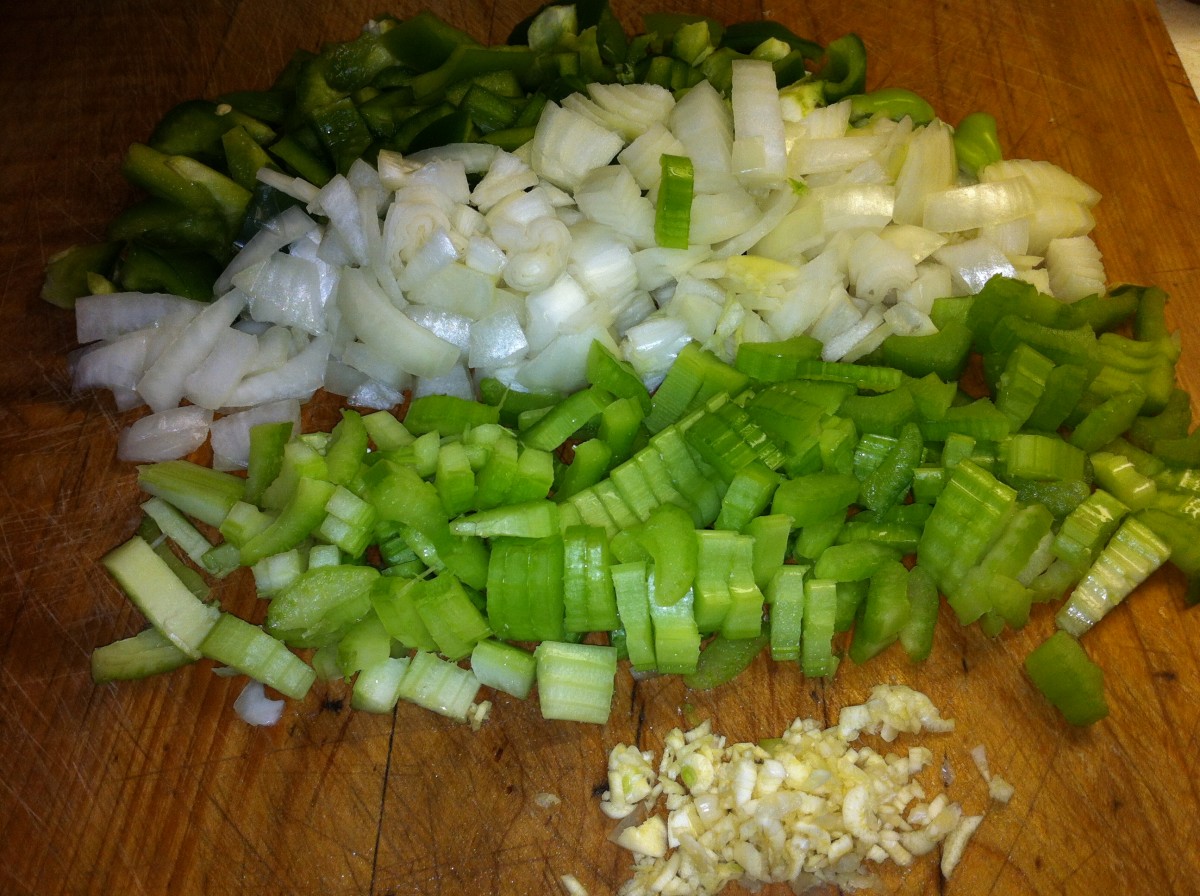 Chopped onion, celery, green pepper and garlic
