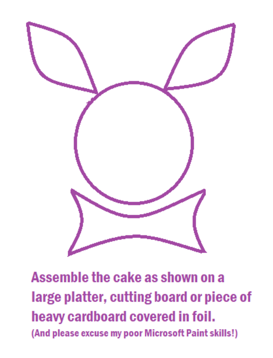 Assemble the pieces into a bunny-with-a-bow-tie shape.