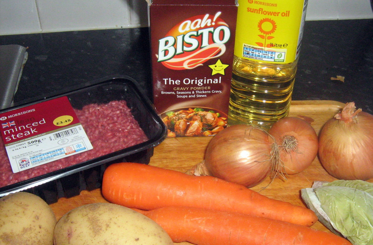 Ingredients for ground beef stew