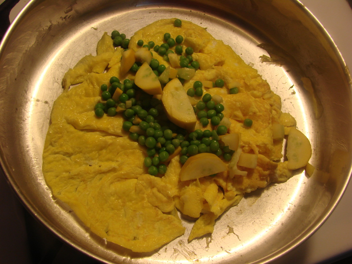 I added summer squash and peas to this omelet. Don't knock it till you try it!