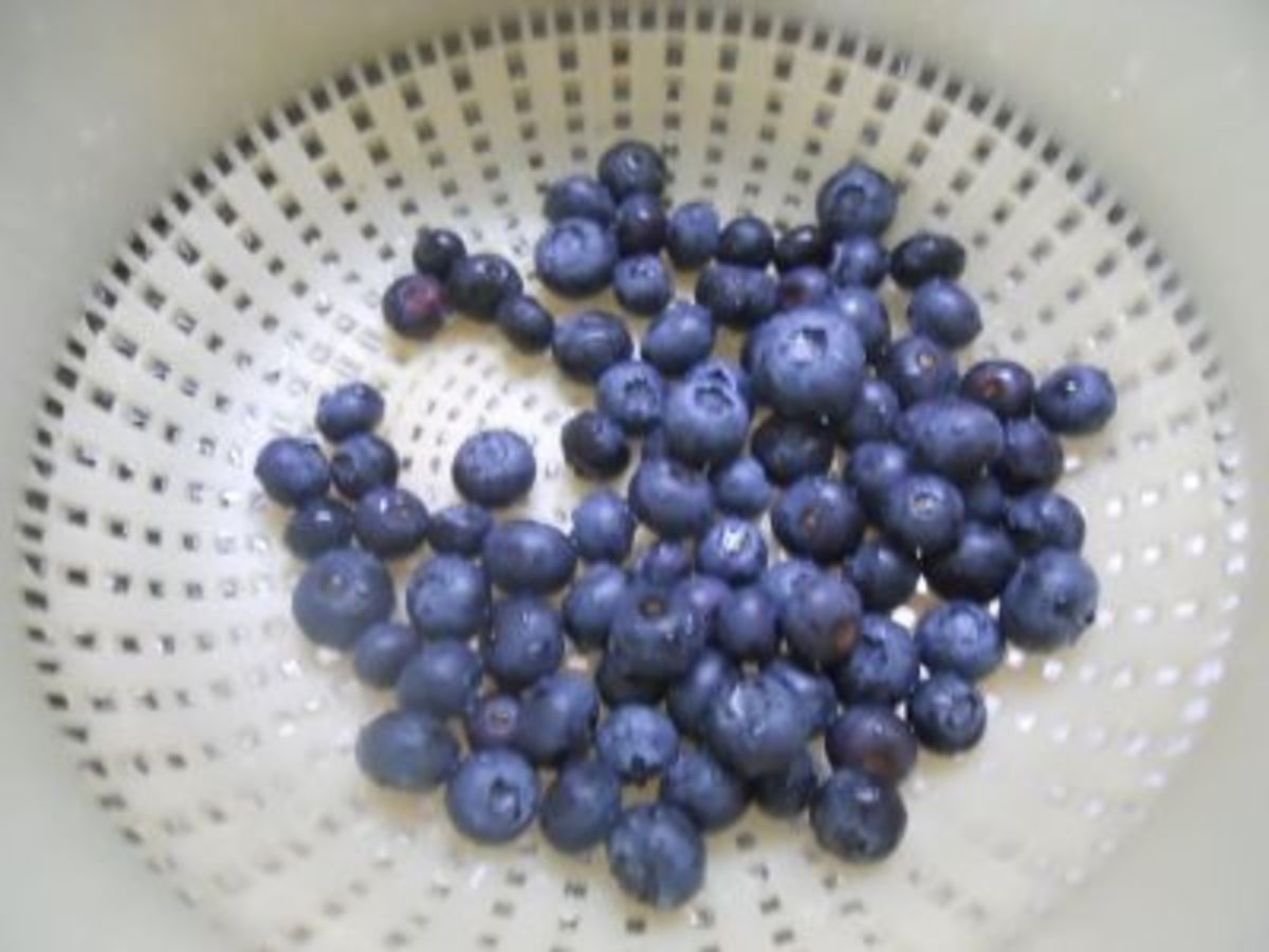 Wash, rinse and stem the blueberries and set them aside to dry.
