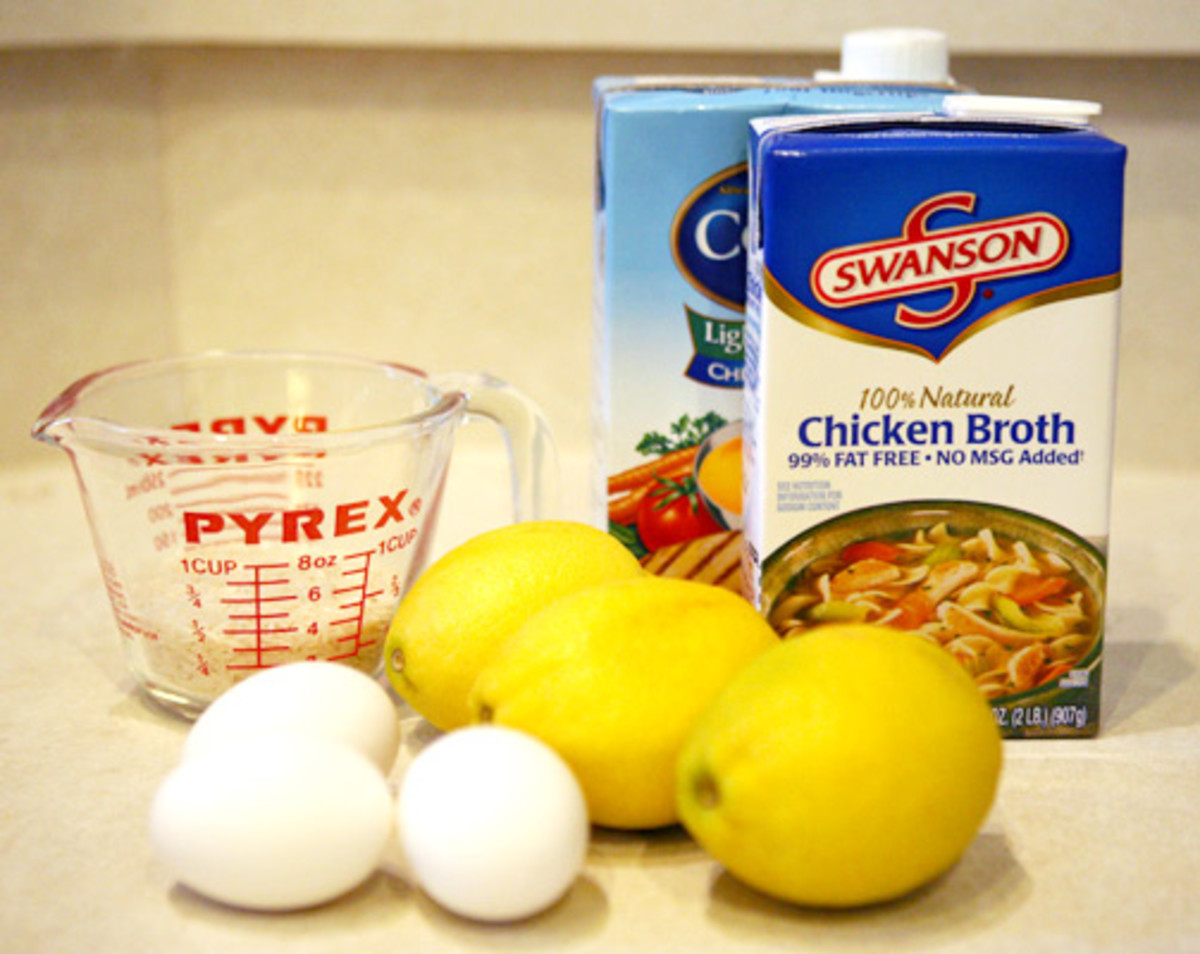 Ingredients for Avgolemono Soup - Greek Lemon Chicken Rice Soup