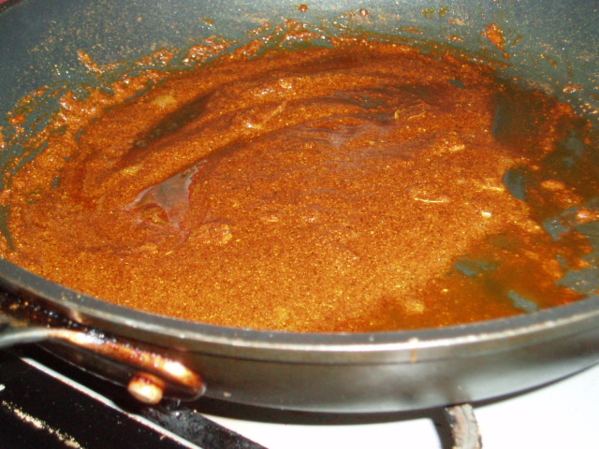 Spices toasted and then lightly cooked with ghee
