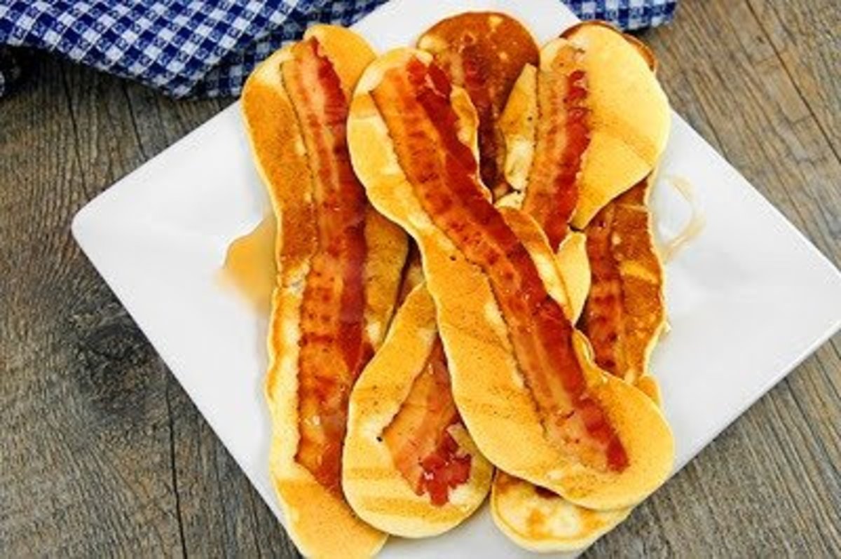 Bake strips of bacon right into the pancakes themselves! Talk about a crazy pancake topping!