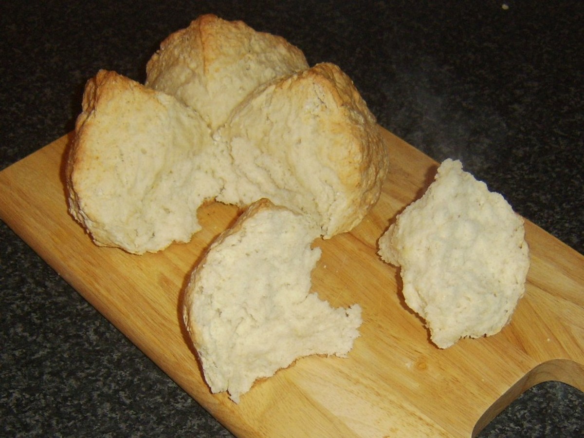 Warm soda bread is broken by hand rather than cut with a knife.