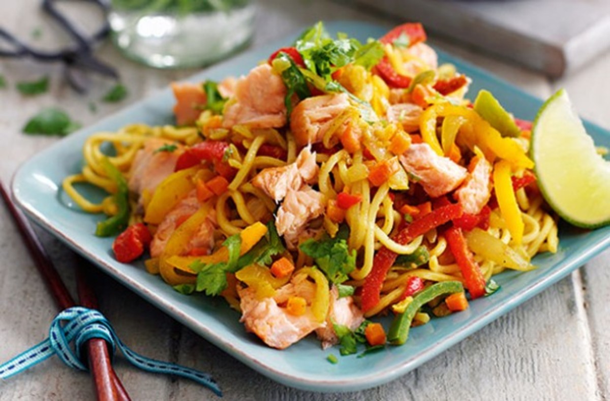 Spicy Hot Smoked Salmon Noodles