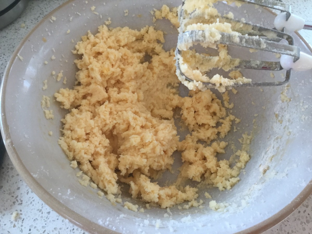 The gingerbread mixture of butter, sugar and egg