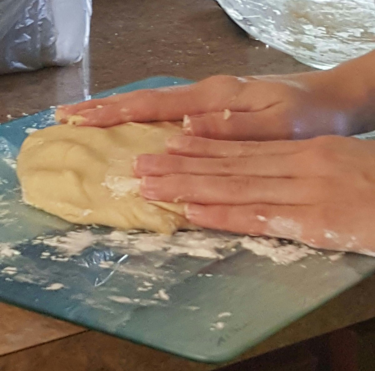 Knead or roll dough onto a flat surface sprinkled with flour.
