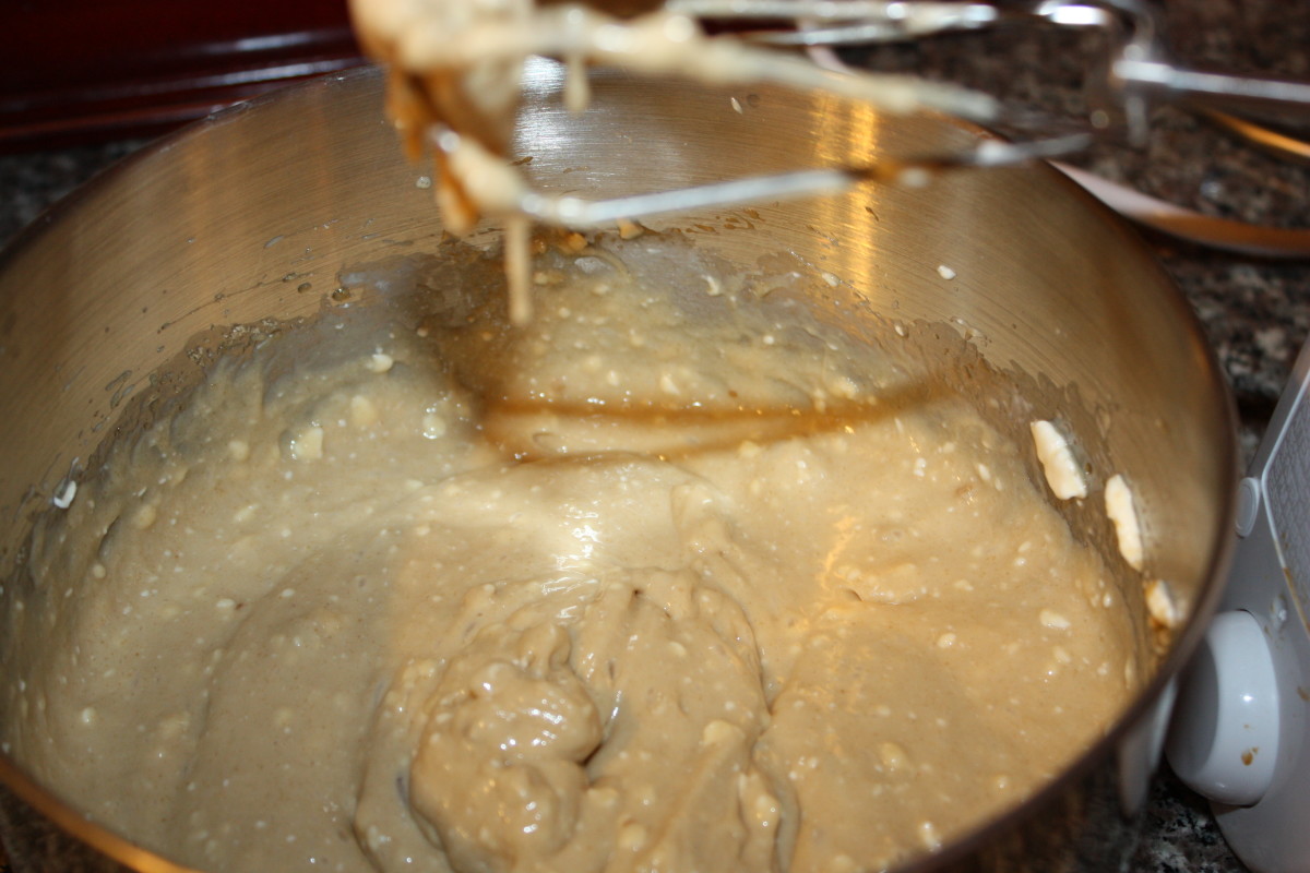 In a large bowl, mix eggs and brown sugar together until fluffy. Add in cream cheese and mix until well-blended.