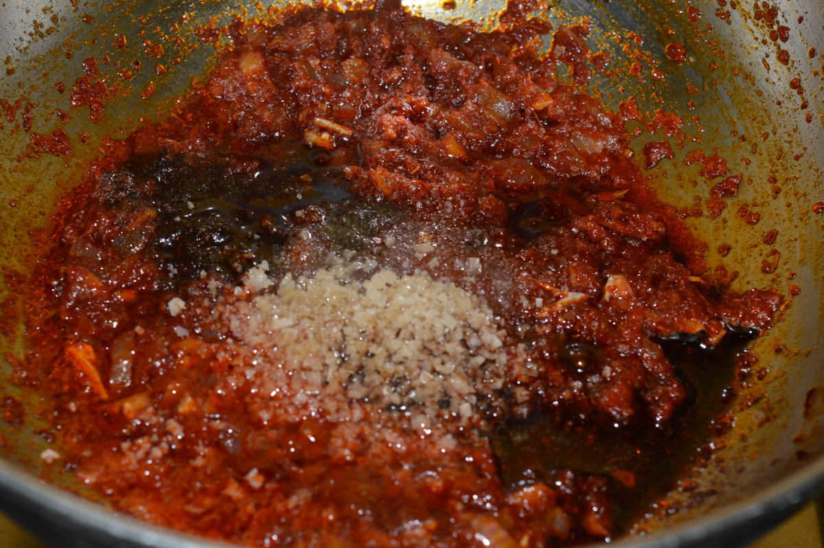 Add the soy sauce, salt, vinegar, sugar, and pepper powder.