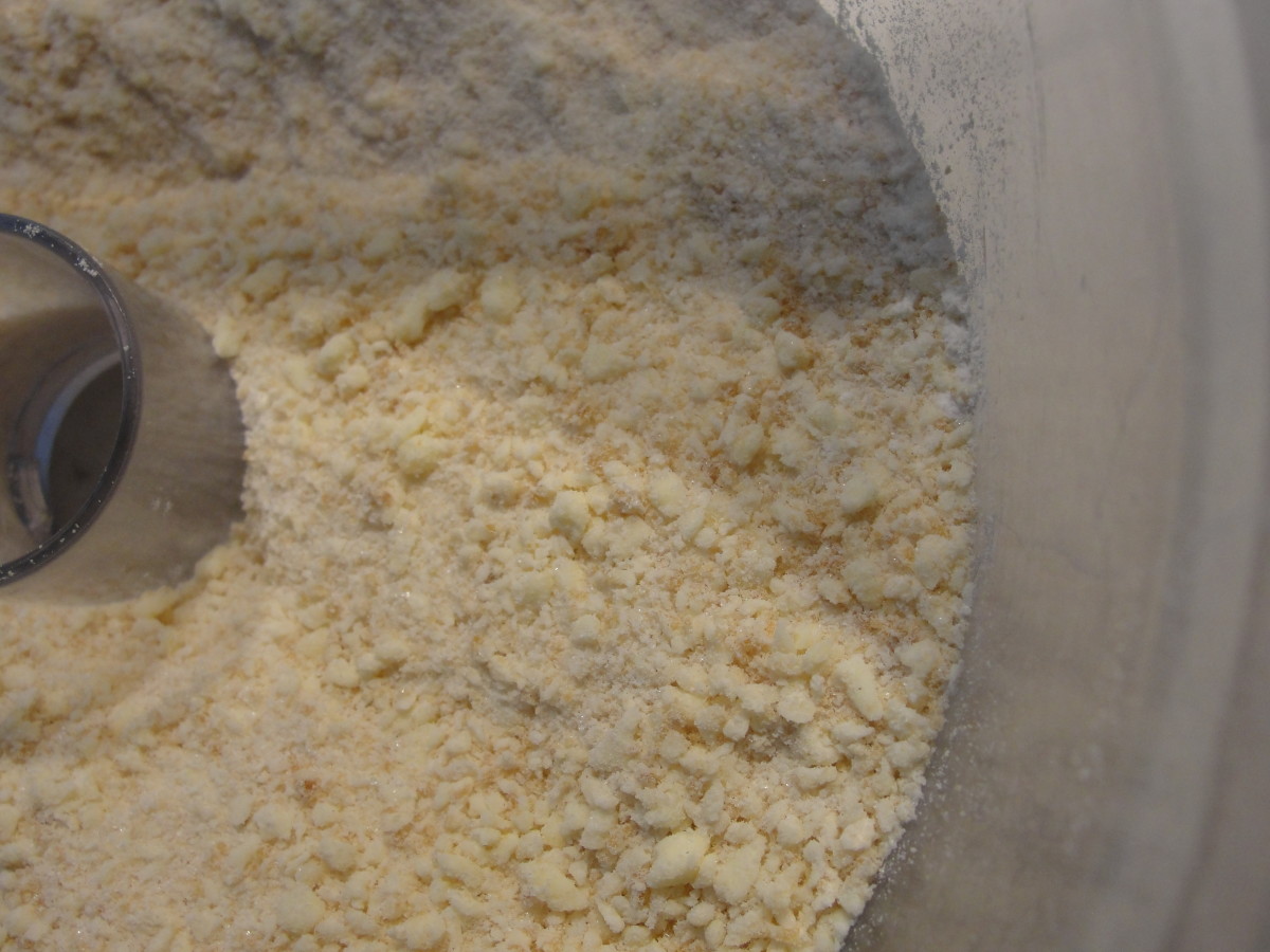 flour/sugar/butter mixture pulsed 5 or 6 times in a food processor