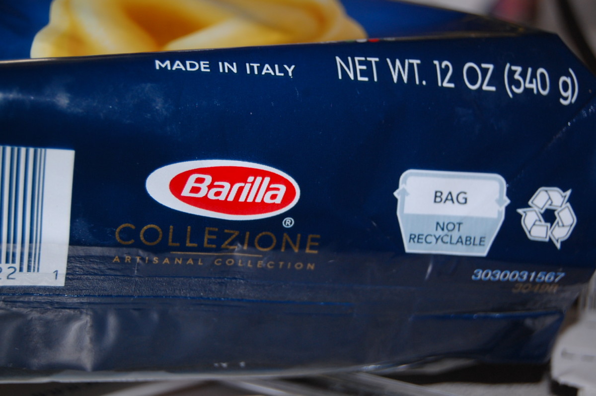 Barilla tortellini pasta bags cannot be recycled.