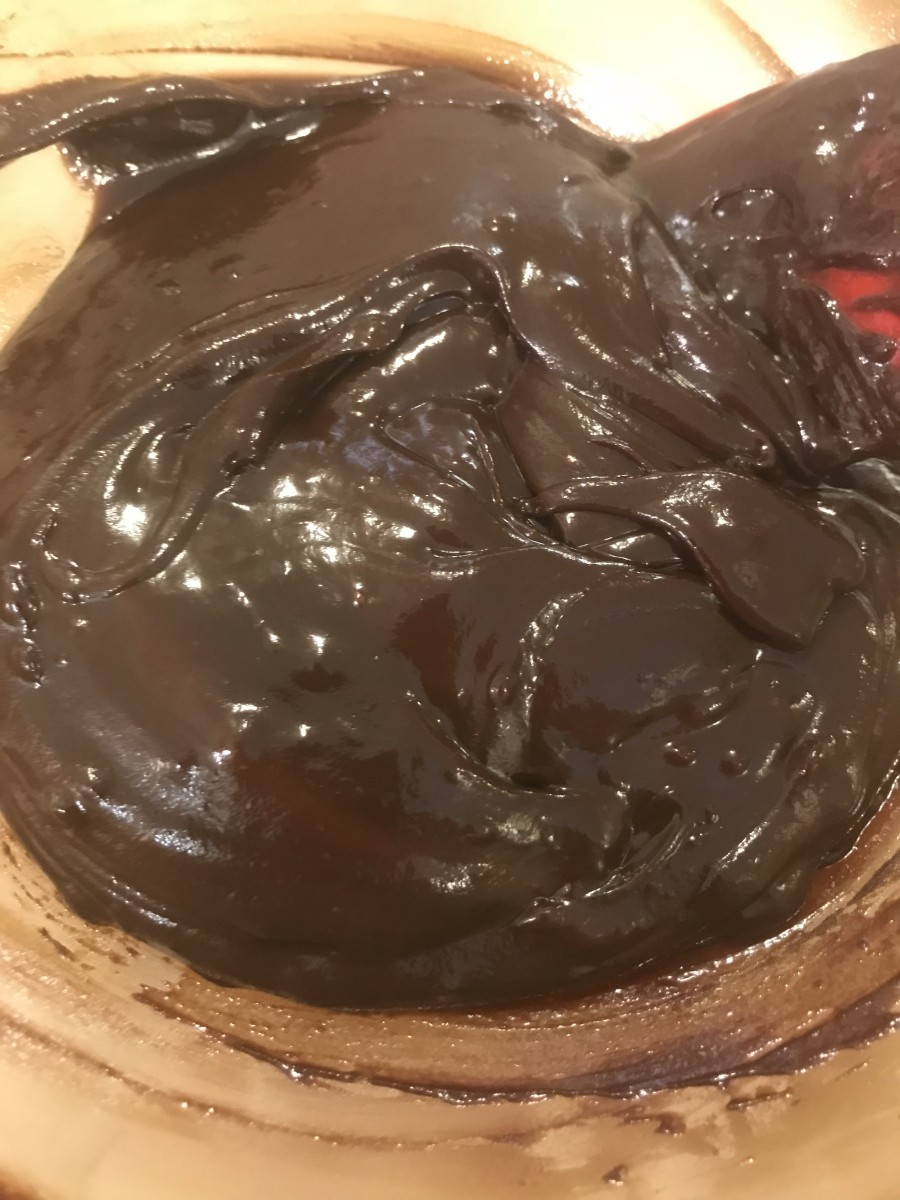 After just a minute or so, the cream and chocolate incorporate, and you have dark chocolate ganache. It's ready to use immediately. Pour it over your dessert or use it to dip treats.