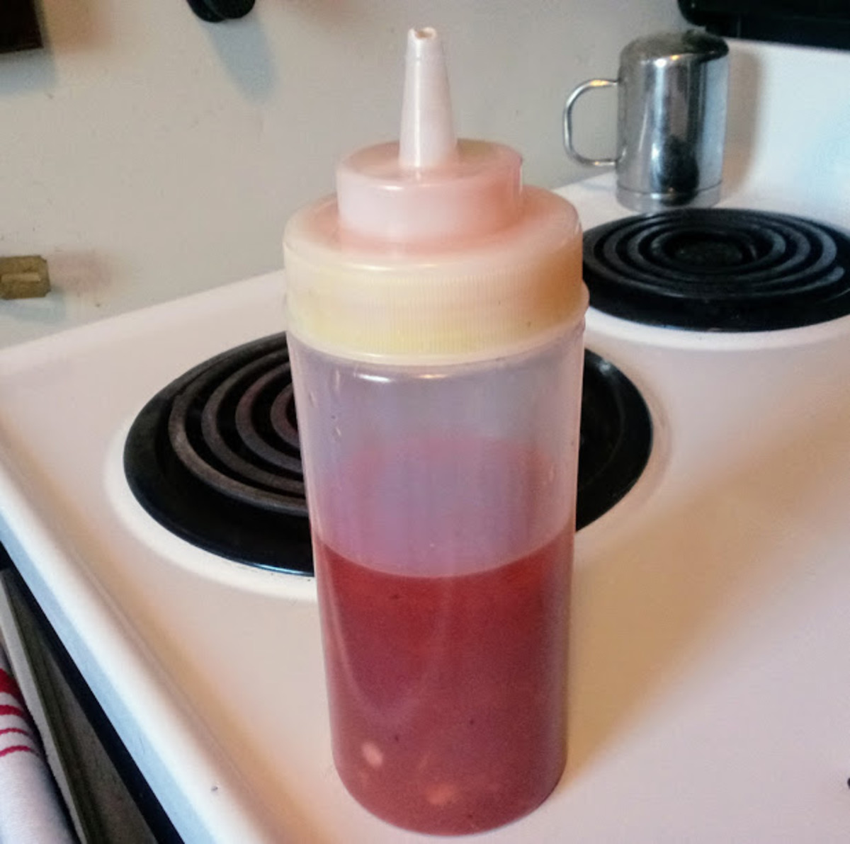 I store my homemade French dressing in plastic squeeze condiment bottles.