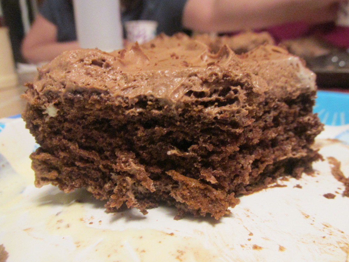 German chocolate cake with light cocoa frosting