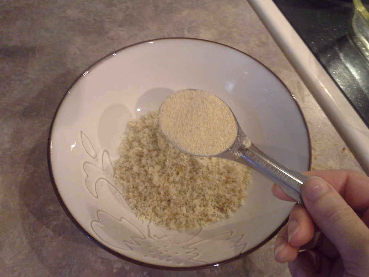 Step Five: Add your garlic powder to the bowl with your breadcrumbs