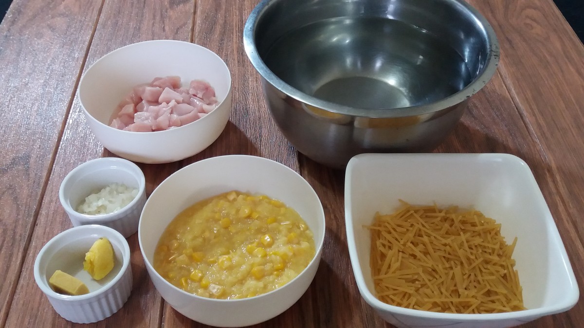 ingredients for chicken and creamed corn soup