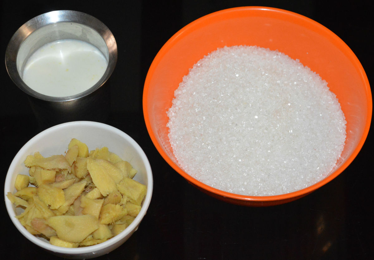 Ingredients for making ginger burfi