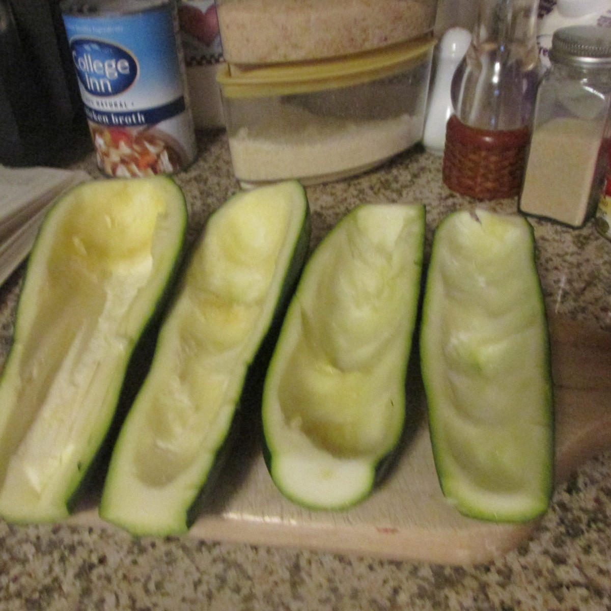 Scoop out the zucchini boats