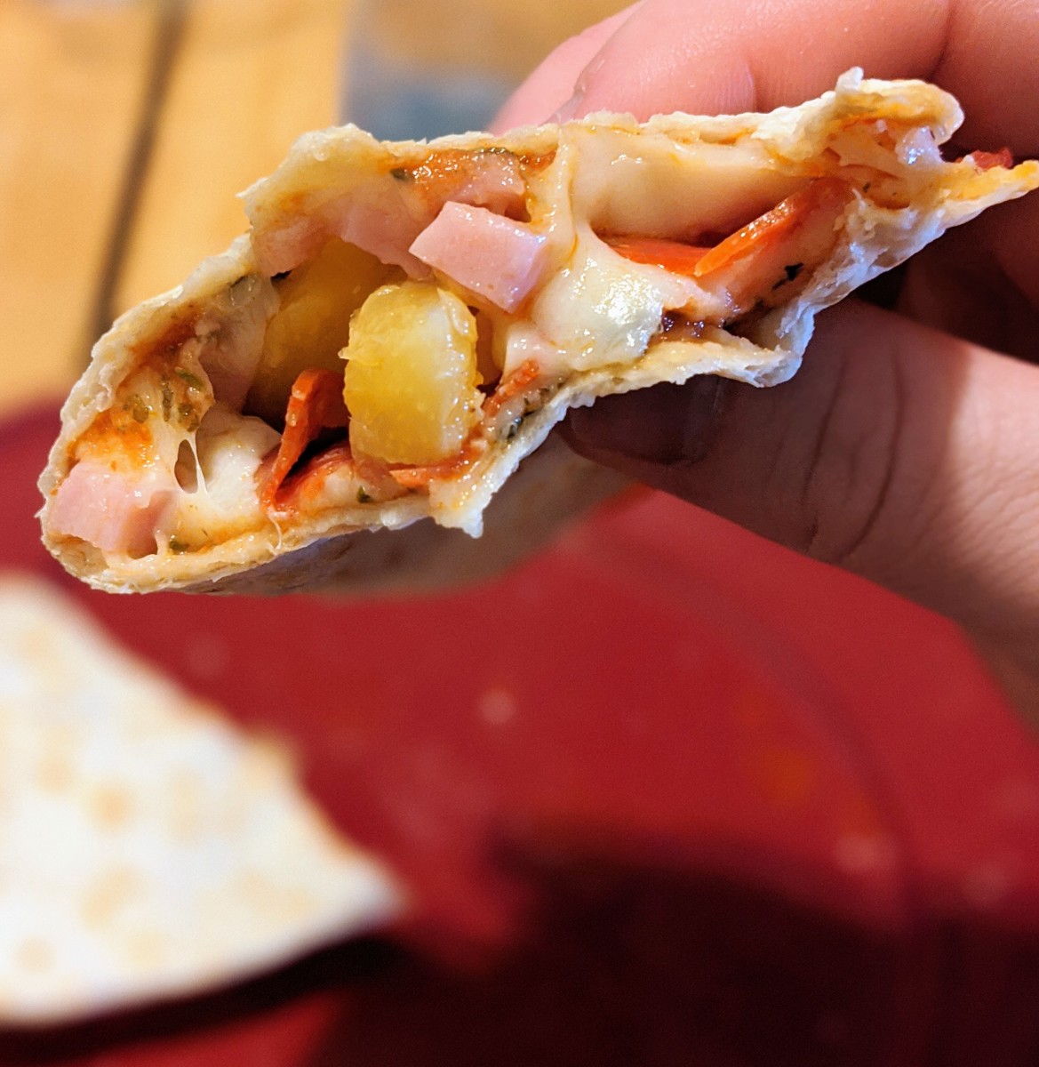 The inside of a pizzadilla is packed with flavor!