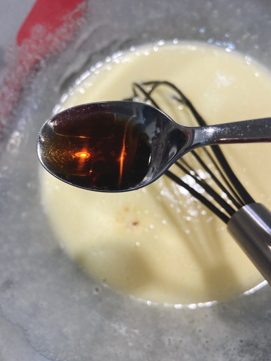 Add the vanilla extract to the mixture. 