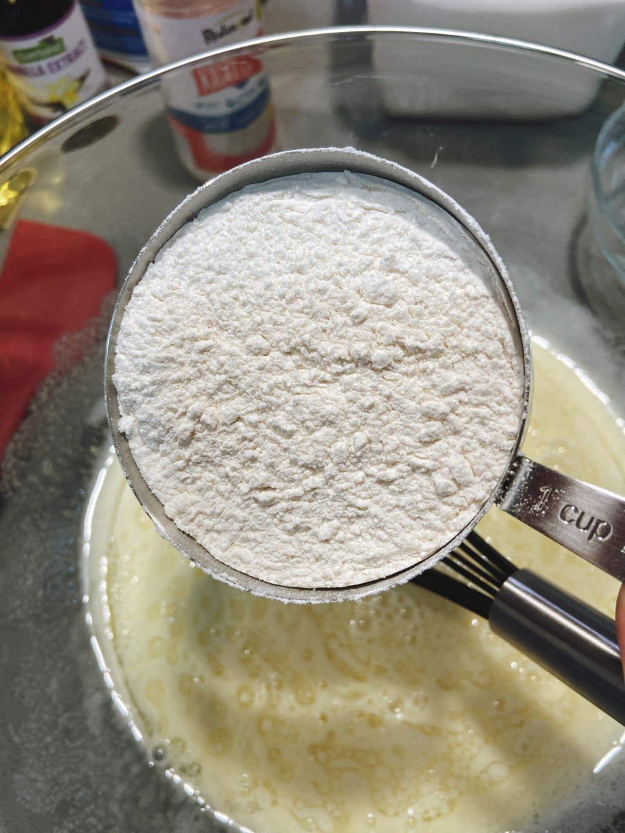 Add 2 cups of self-raising flour. 
