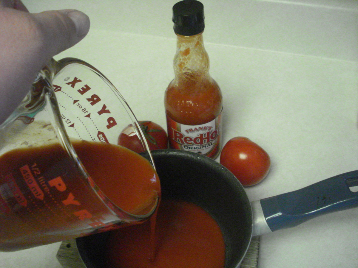 Pouring the sauce