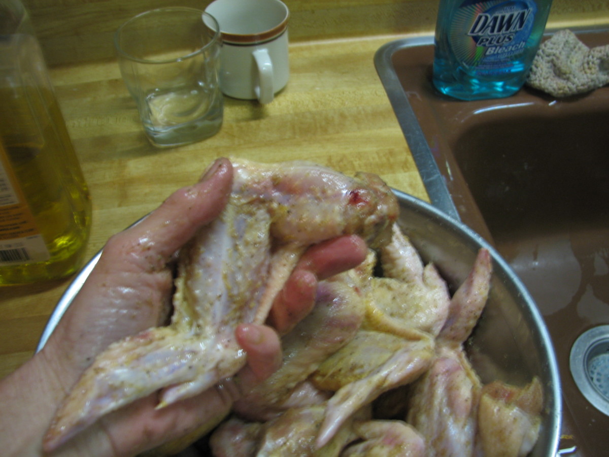 Rub the meat to distribute the oil and seasonings evenly.