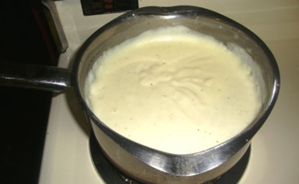 If you are making a large batch of white sauce, say for a large casserole, a pourable pot is ideal, as shown pictured above.