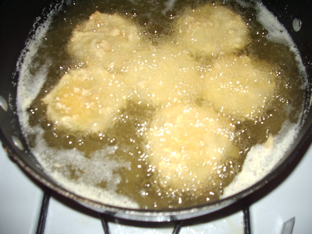 This is what they look like while frying.