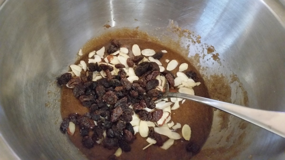 Add in raisins and nuts.