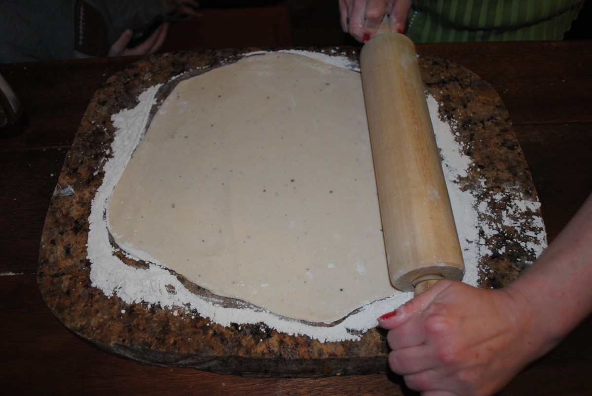 Roll the dough very thin; 1/8 inch is perfect.