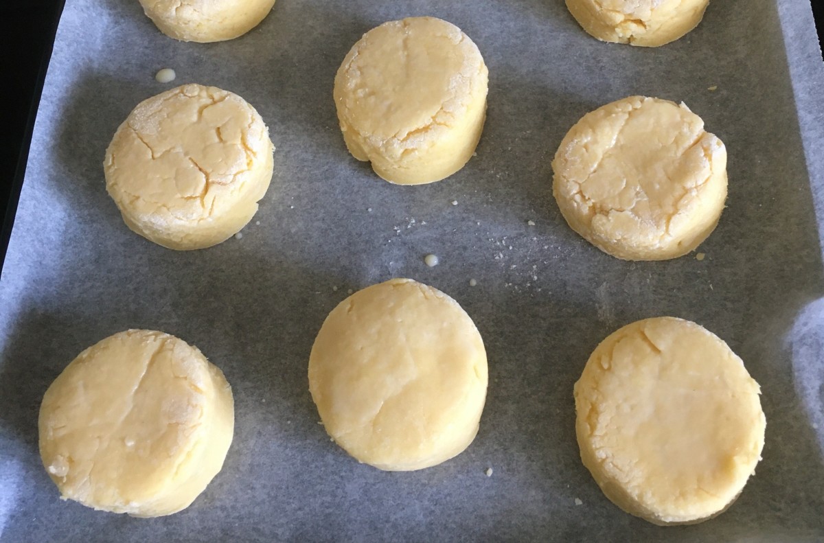 Gluten-free scones, ready for baking in the oven.