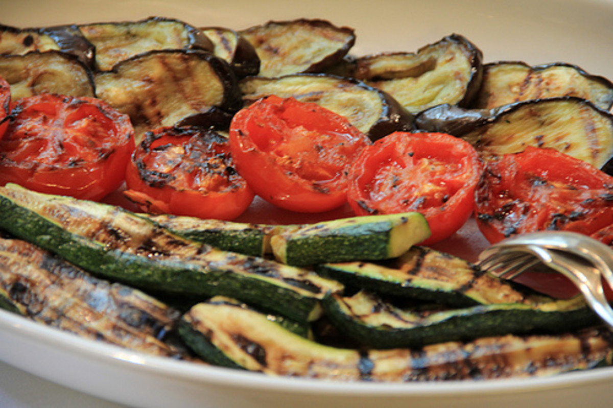 Grilled Eggplant, Tomatoes, and Zucchini