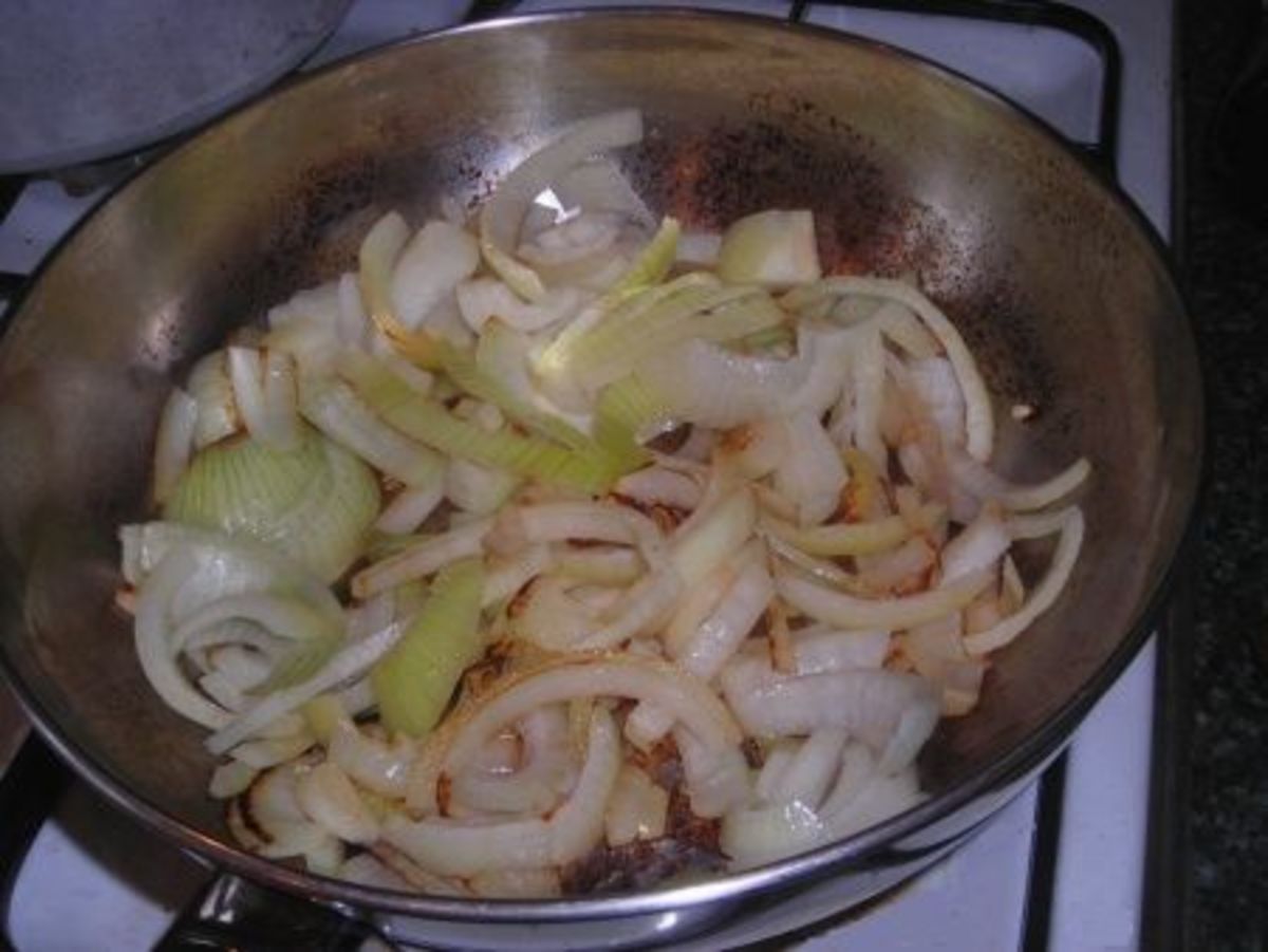 Onion, garlic and butter frying