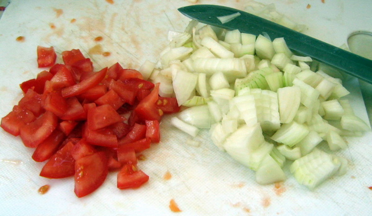 Chopped onions and tomatoes