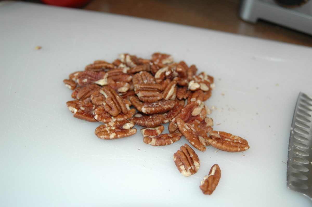 Add pecans to the wet ingredients.