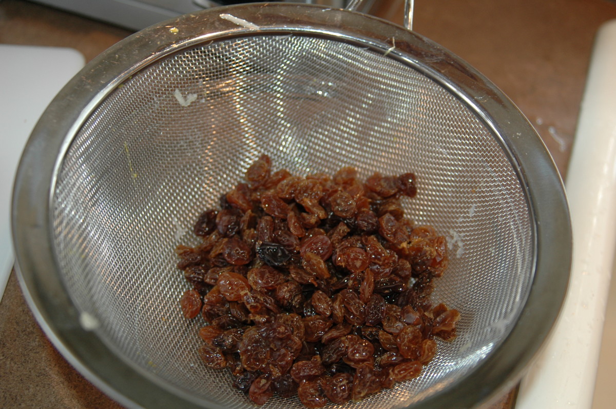 Add raisins to the wet ingredients.