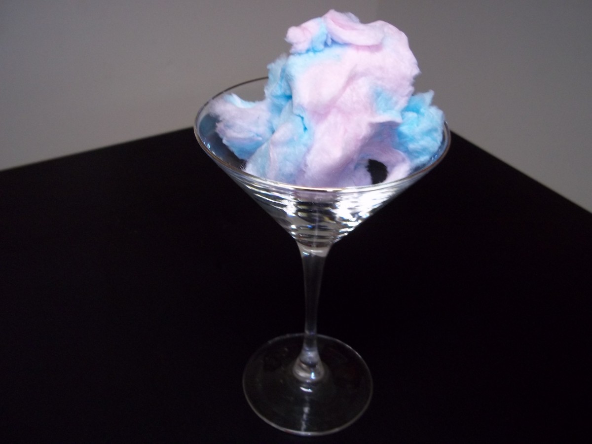 Martini glass full of cotton candy 