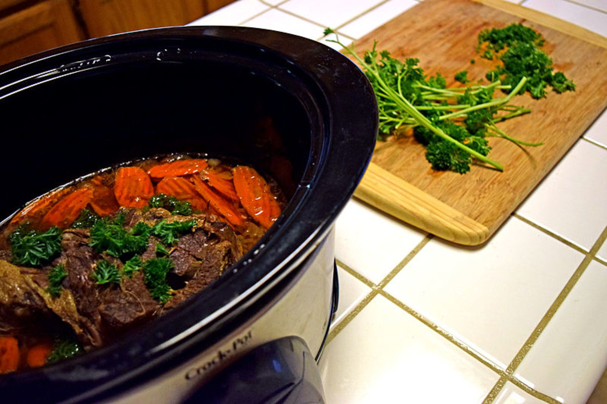 Yankee-style pot roast in a slow cooker