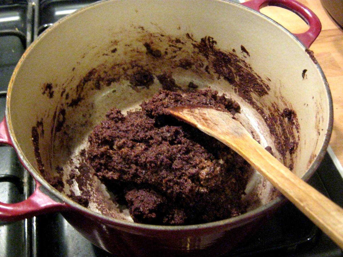 Melt the chocolate and milk; then add the cake.