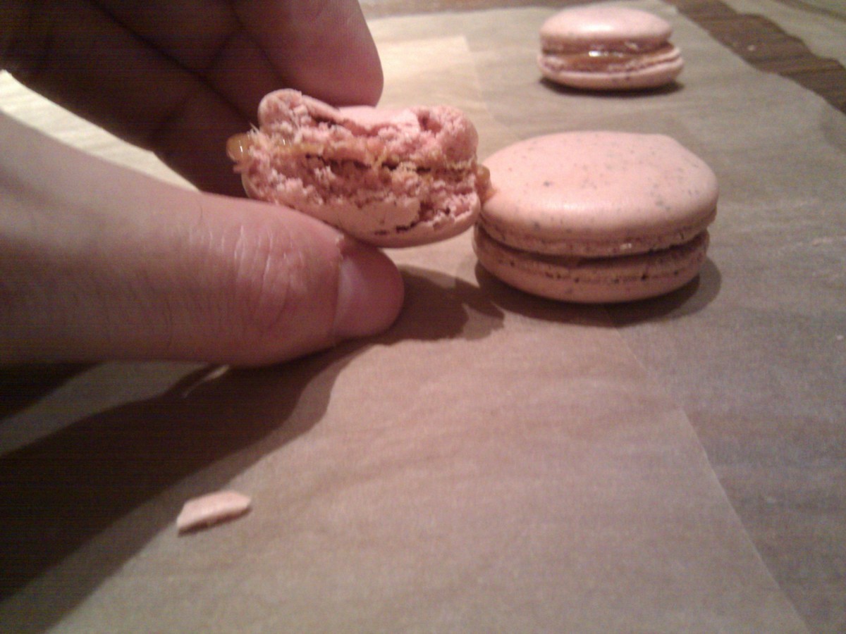 The finished macaron...with bite taken out.