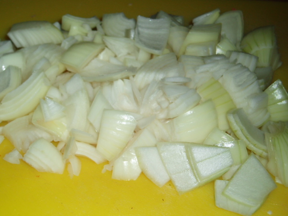 evenly chopped ready for the pan