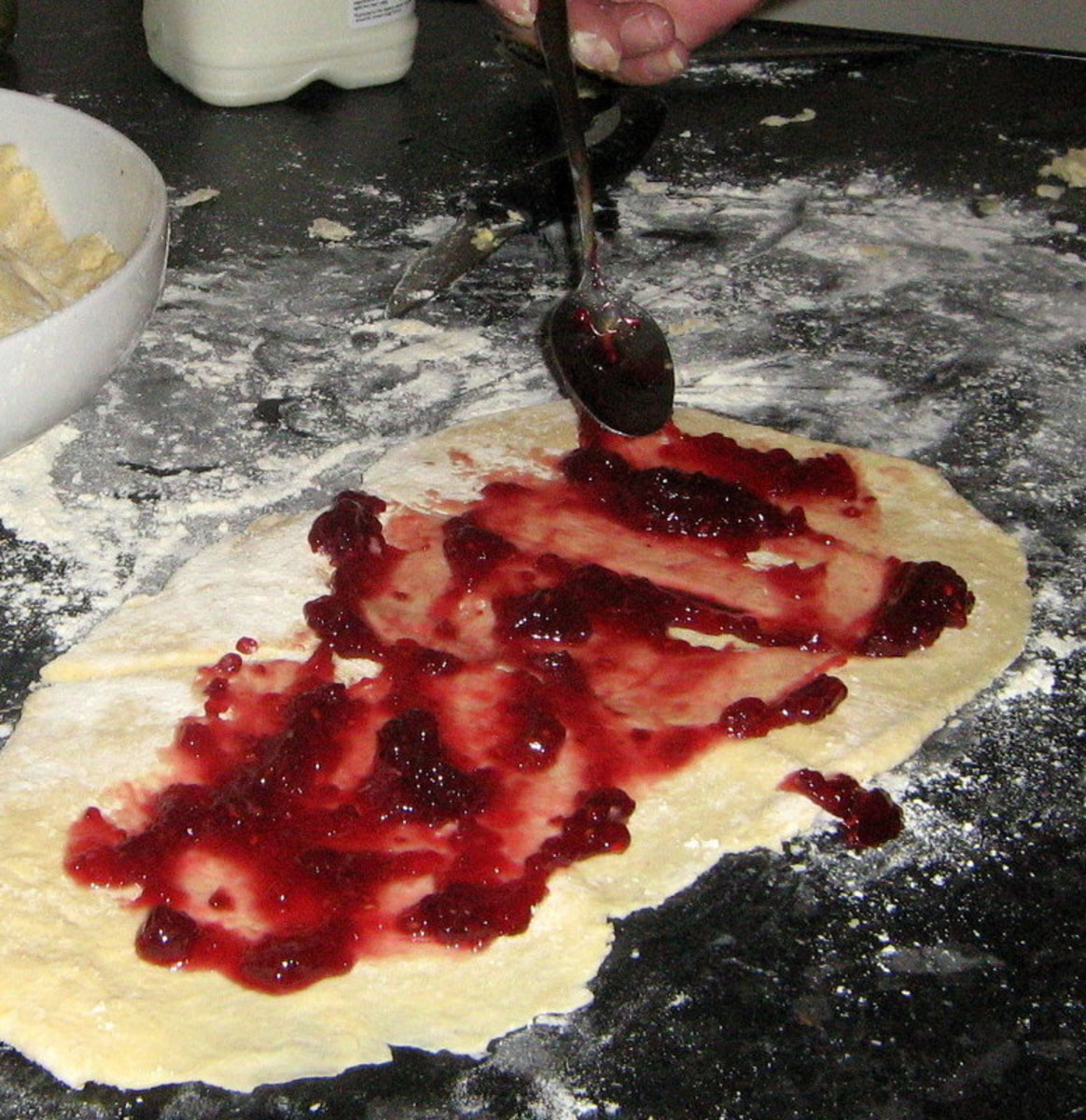 If you have leftover shortcrust pastry, you can make a jam tart, or roly poly.