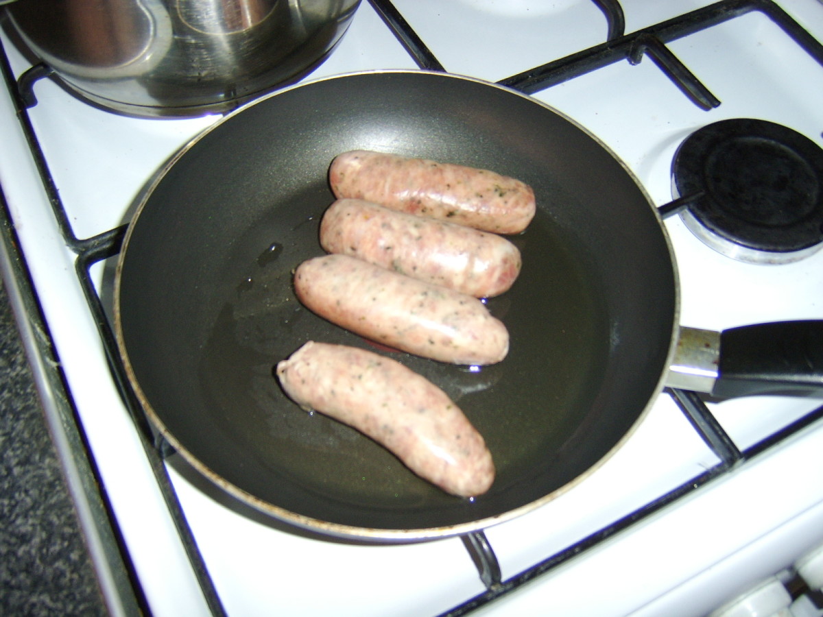 The pork and Tuscan herb sausages are gently fried in oil