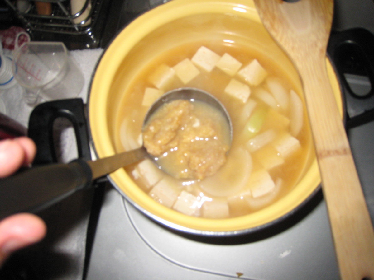 You can see the miso in the ladle being dissolved slowly and delectably.