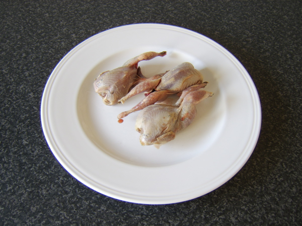Prepared quail ready to be cooked