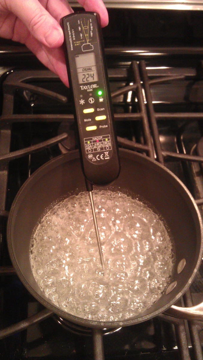 Cooking the corn syrup.