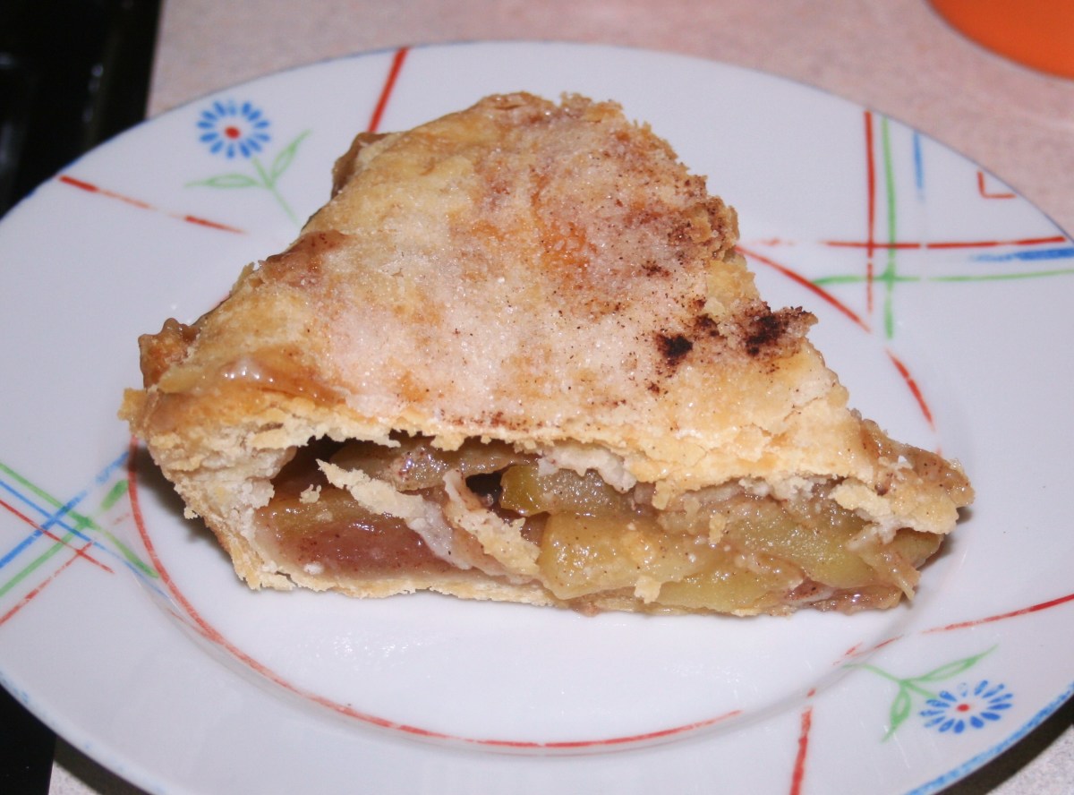 Apple pie made with vinegar pie crust sprinkled with sugar & cinnamon? Delicious!