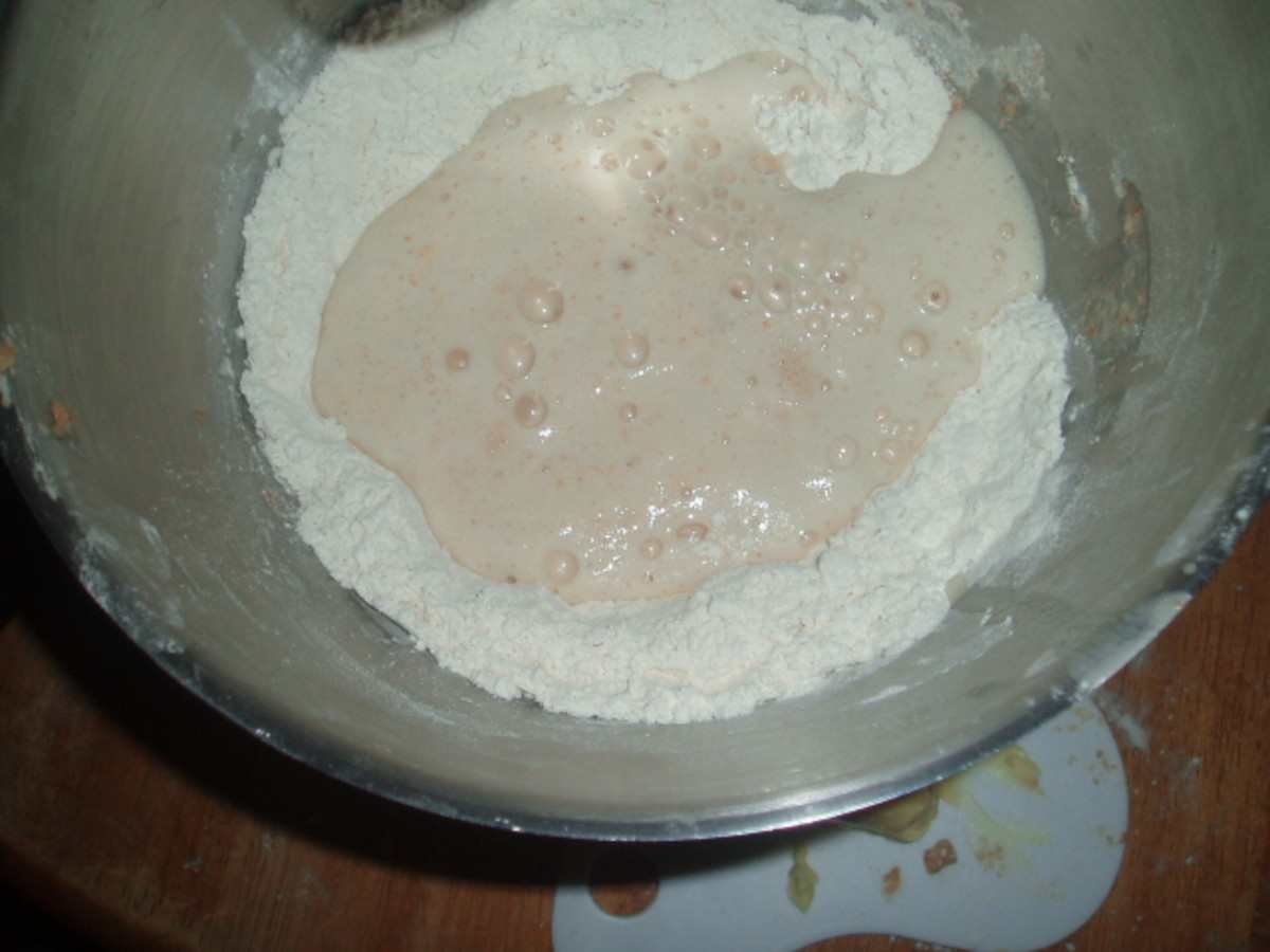 The sponge starting to bubble.